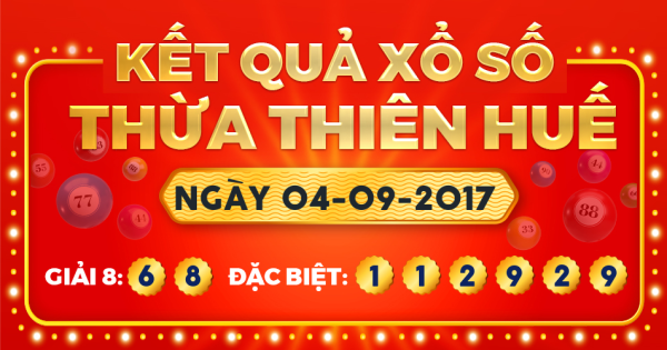 Kết quả xổ số Thừa Thiên Huế ngày 4/9/2017
